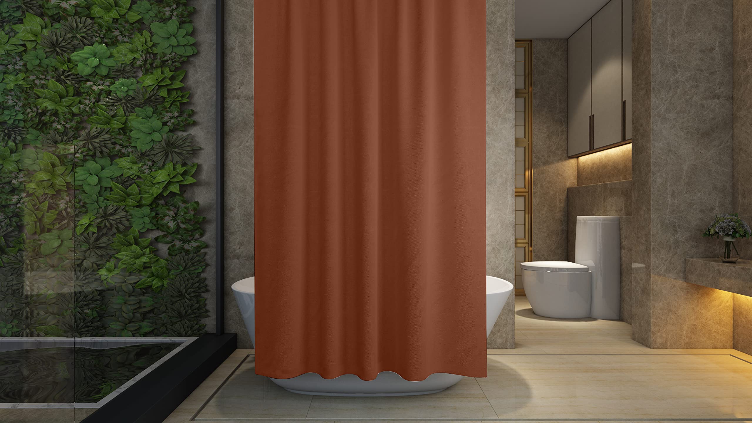 Shower Curtain - Made of PEVA, Water Repellent, Mildew Resistant, 180x180cm, 71x71inch, Rail Hooks,Feather Light, Ultra-Thin, Wet Rooms, Shower, Bath, Plain, Vibrant Colours (Chocolate Brown)