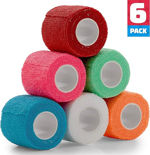 Vet Wrap (Pack of 62 inch x 5 Yard Rolls) Self Adherent Wrap