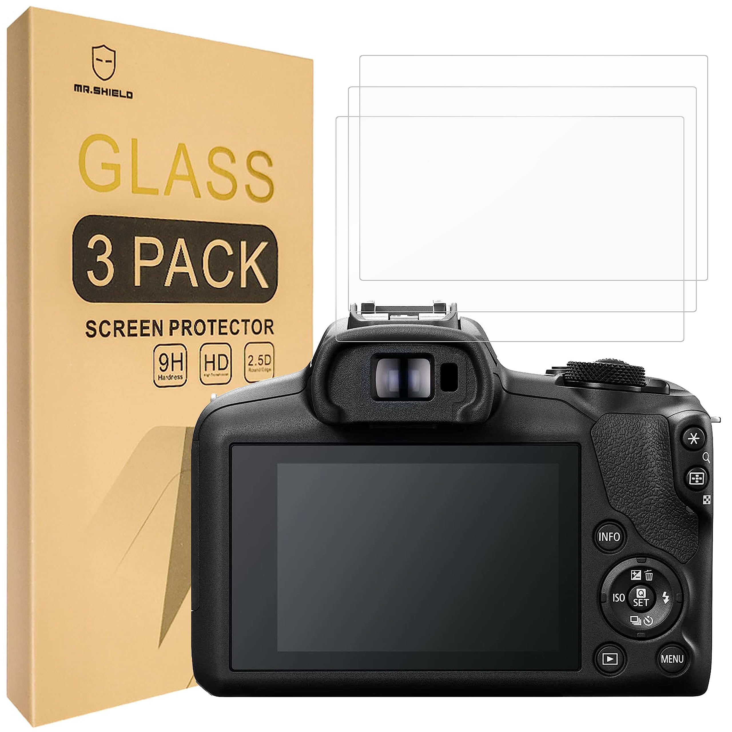 Mr.Shield [3-Pack] Screen Protector For Canon EOS R100 Camera [Tempered Glass] [9H Hardness] Screen Protector