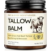 Beef Tallow Skincare, Tallow and Honey Balm Face Body, Beef Tallow Face Cream, Organic Beef Tallow Moisturizer, Whipped Beef 
