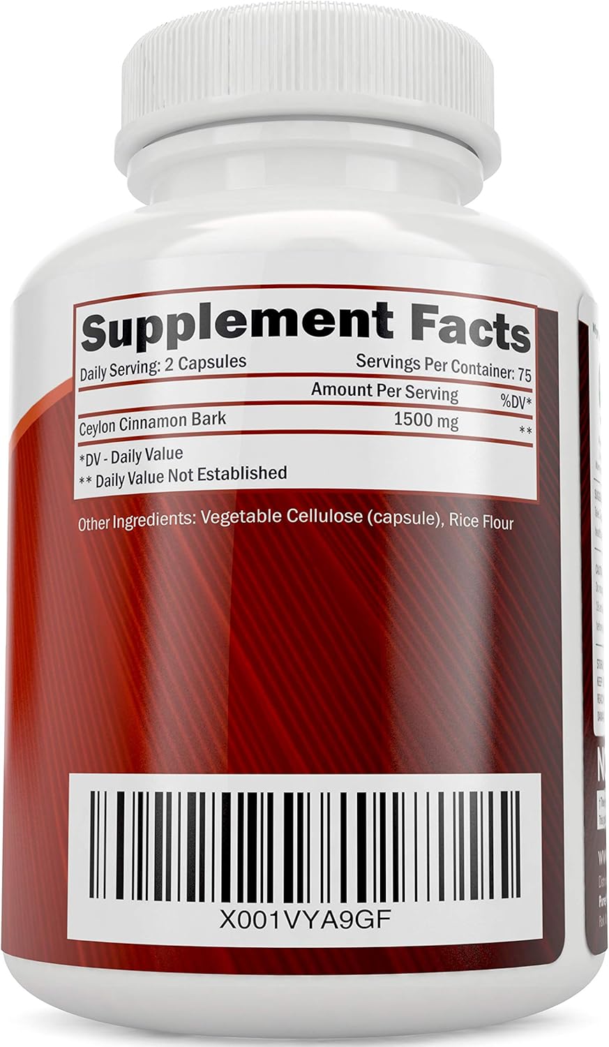 Ceylon Cinnamon Capsules 1500mg 150 Cinnamon Capsules Vegetarian & Vegan - 75 Day Supply (25% More) True Sri Lanka Ceylon Cinnamon Supplement Joint Support Blood Sugar Level Support: Health & Personal Care
