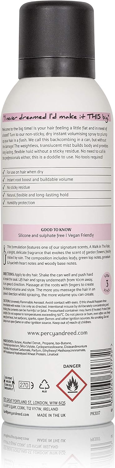 Percy & Reed Session Styling Dry Volumising Spray, Lightweight Mist, Instant Root Lift, Lasting Volume - Image 3