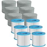 Spa Filter Replacement Cartridges, Pool Filters Hot Tub Accessories, Compatible with All RELXTIME Hot Tub, ALEKO Hot Tub, Wejoy Hot Tub Aquaspa, Screw-in Spa Filters (6 Filters + 6 Filter Covers)