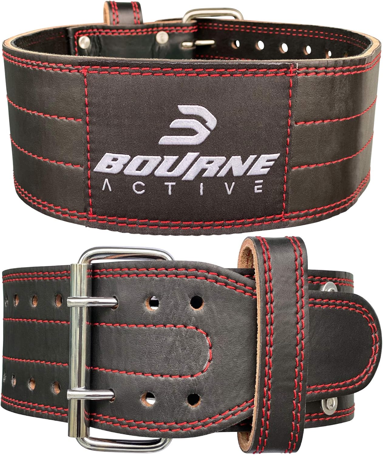 Weight Lifting Belt (4 Inch Wide) Genuine Leather Workout Belt for