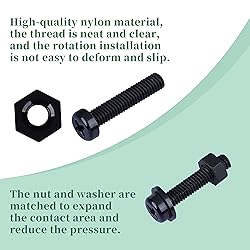 Pzsmocn 300 Pieces/100 Sets M4*20 mm Plastic Black