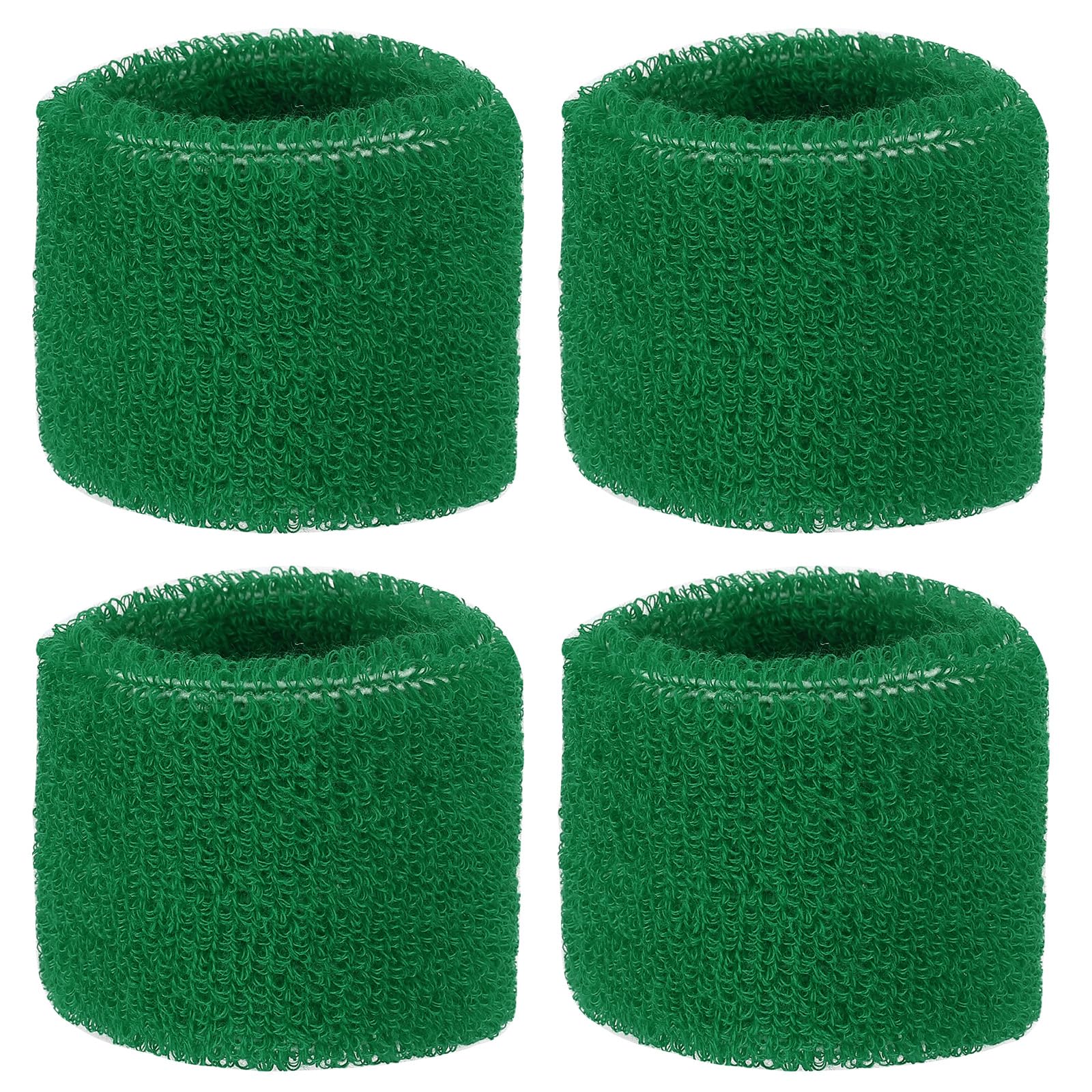 PATIKIL Sports Wristbands 8x5cm, 4 Pcs Wrist Sweatband Absorbent Cotton Terry Cloth Wrist Bands for Competitions Tennis Basketball Working Out Athletic Running, Green