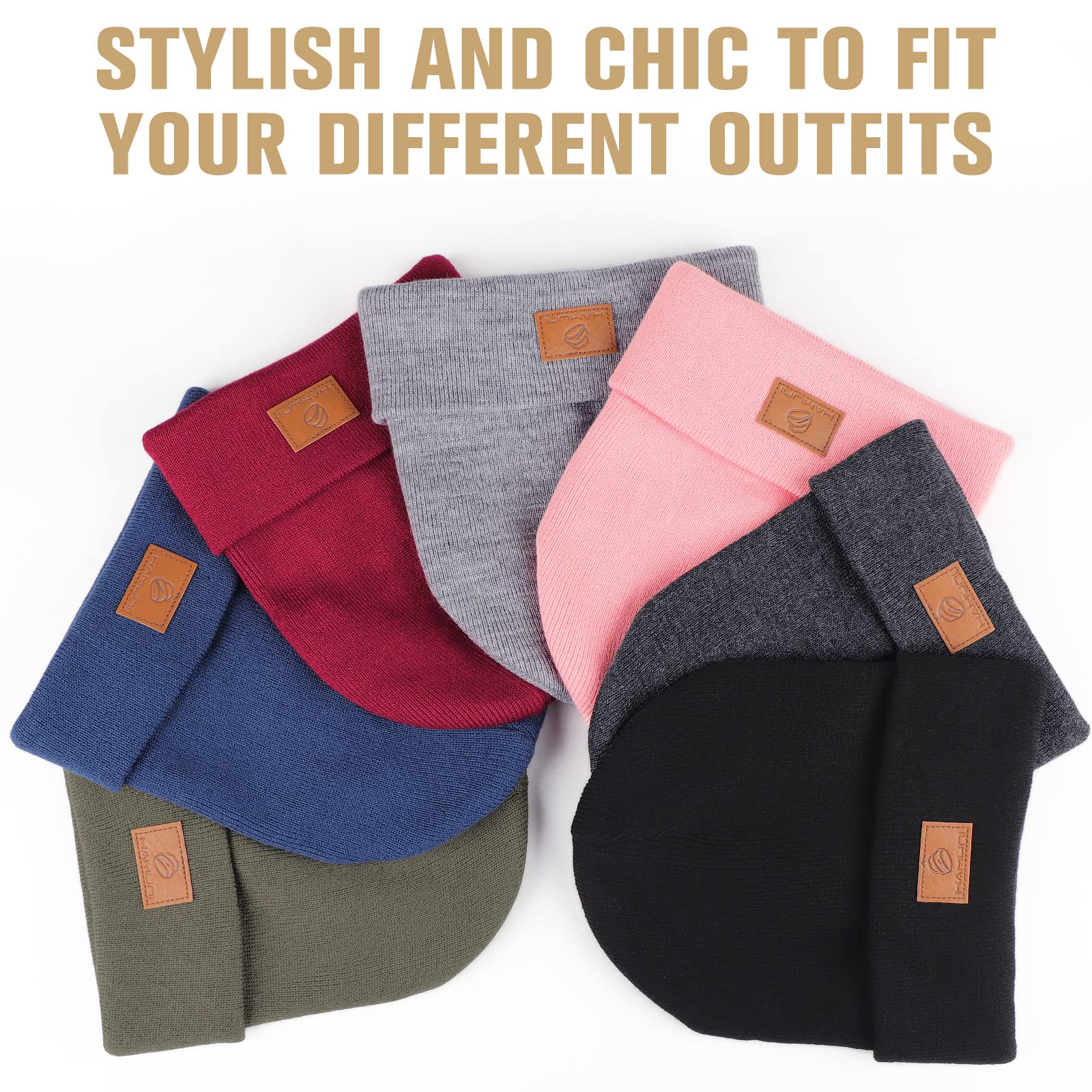 HAMUNI Beanie Mütze für Herren Damen, Klassische Wintermützen Bequem Atmungsaktiv Weich Acryl Beanie Hat Strickmütze Vintage Einfarbig Strick Bündchen Beanies Unisex 6