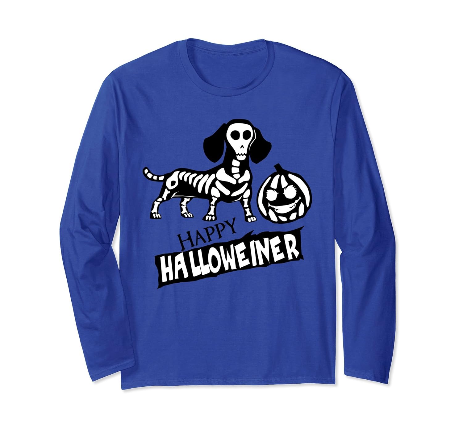 Happy Halloweiner, Weiner Dog Long Sleeve Halloween Shirt-Rose