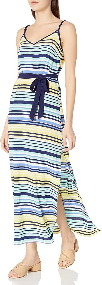 Derek Heart Women's Strappy Maxi Dress W/Side Suits and Solid Waist Tie