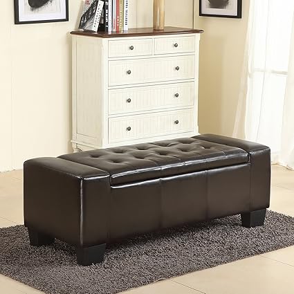 Chaise Lounge Storage Bench Faux Leather Ottoman Seat Bedroom