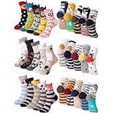 Fourluoo 30 Pair Women Socks Bulk Funny Animal Crew Sock Cute Cat Dog Socks Cotton Novelty Ankle Sock for Women Gift