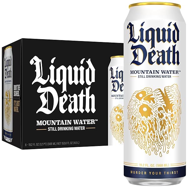 LIQUID DEATH, STILL MOUNTAIN WATER, 8-PACK (19.2OZ CANS),...