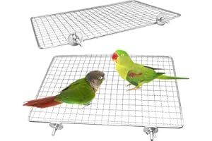BNOSDM 2 Pack Bird Perch Platform Stainless Steel Birds Perches Parrot Shelf Training Stand Small Animals Cage Accessories for Parakeets, Budgies, Conures, Cockatiels, Lovebirds (Extra-Large Size)