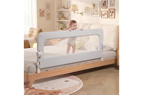 EAQ Bed Rails for Toddlers, Foldable Toddler Bed Rail,Height Adjustable Bed Rails for Baby, Portable Baby Bed Rails Guard Bum