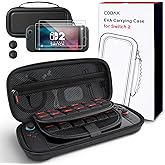 CoBak Large Capacity Carrying Case for Nintendo Switch 2 (2025) - 3 in 1 Accessories Bundle with 2 Screen Protectors, Thumb Grip Caps, 24 Game Cartridges, Hard Shell Portable Travel Pouch, Black