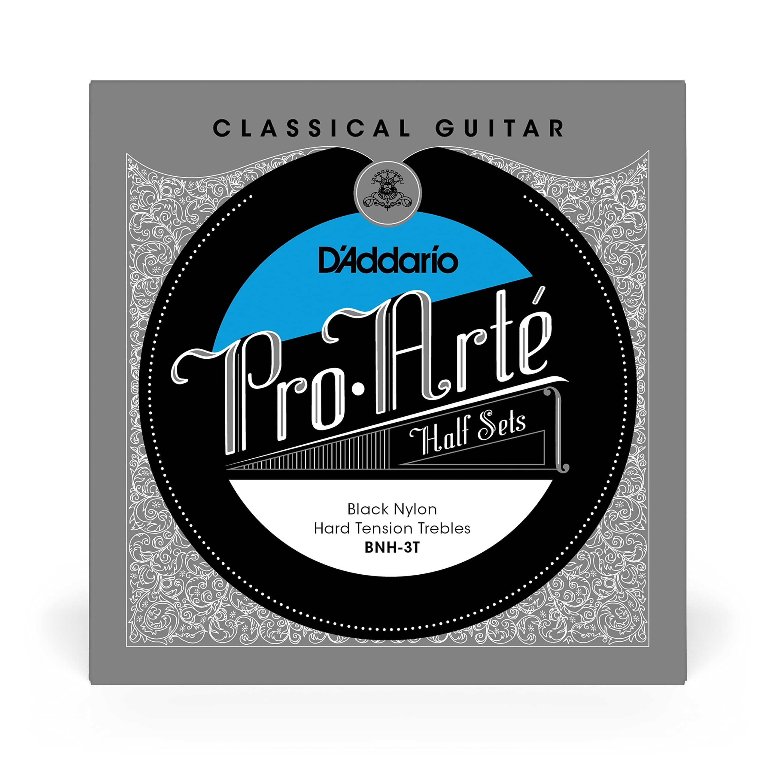 D’Addario Guitar Strings - Pro-Arte Nylon Guitar Strings - BNH-3T - Classical Guitar Strings - Half Sets, Hard Tension, Black Nylon