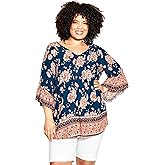 Avenue Women's Plus Size Top - Abby Pintuck Border