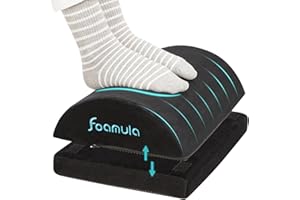 Foamula Foot Rest for Under Desk at Work, Foot Stool Under Desk with Ergonomic 55D High Rebound Memory Foam and 2 Adjustable Heights, Foot Stool for Office Chair and Gaming Chair, Black
