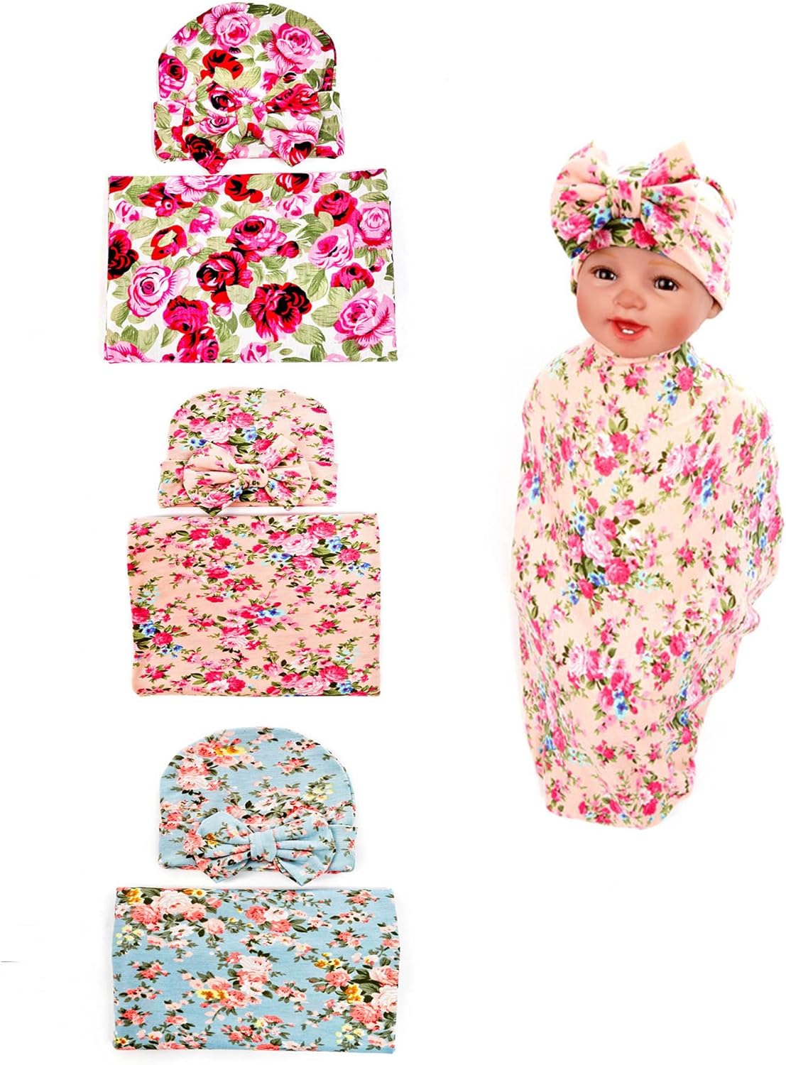 newborn receiving blanket and hat set
