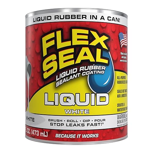 Flex Seal Liquid, Rubber Coating Sealant, Waterproof, Flexible, Breathable, and UV Resistant, Roof Repair, Basements, RV, Campers, Trailers, Marine, EPDM, Masonry, White, 16 oz