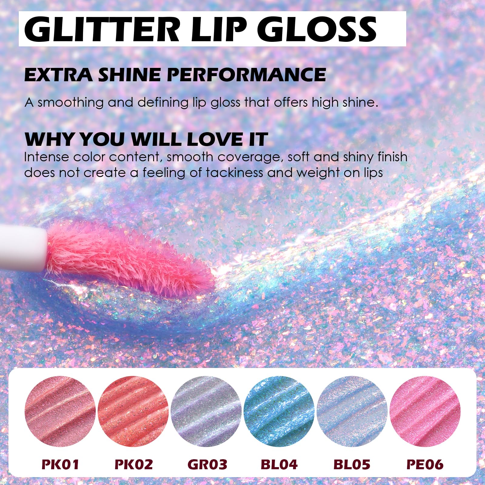 FOCALLURE Glitter Liquid Lipstick,Hydrating,Moisturizing Lip Gloss for Women,Sparkly Shimmer Lip Makeup,Long Lasting,Lightweight Formula for Lip Color and Shine,Last Match