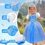 MELAND Blue Light Up Princess Dress with Wig Girls 3-10 Costumes view 4