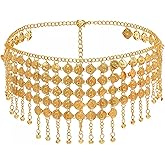 1PC Gold Coin Belly Dance Belt, Metal Chain Waist Scarf, 41.33 inch Dance Costume Accessory