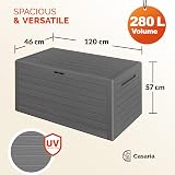 CASARIA 280L Waterproof Garden Storage Box Grey Plastic with Lid view 2