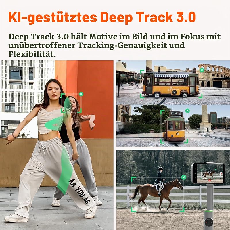 Flow Pro - KI-gestützter Smartphone-Gimbal-Stabilisator mit 3-Achsen, Apple DockKit-Integration, Unbegrenztes 360°-Schwenk-Tracking, Stativ integriert, Zusammenklappbar & mobil