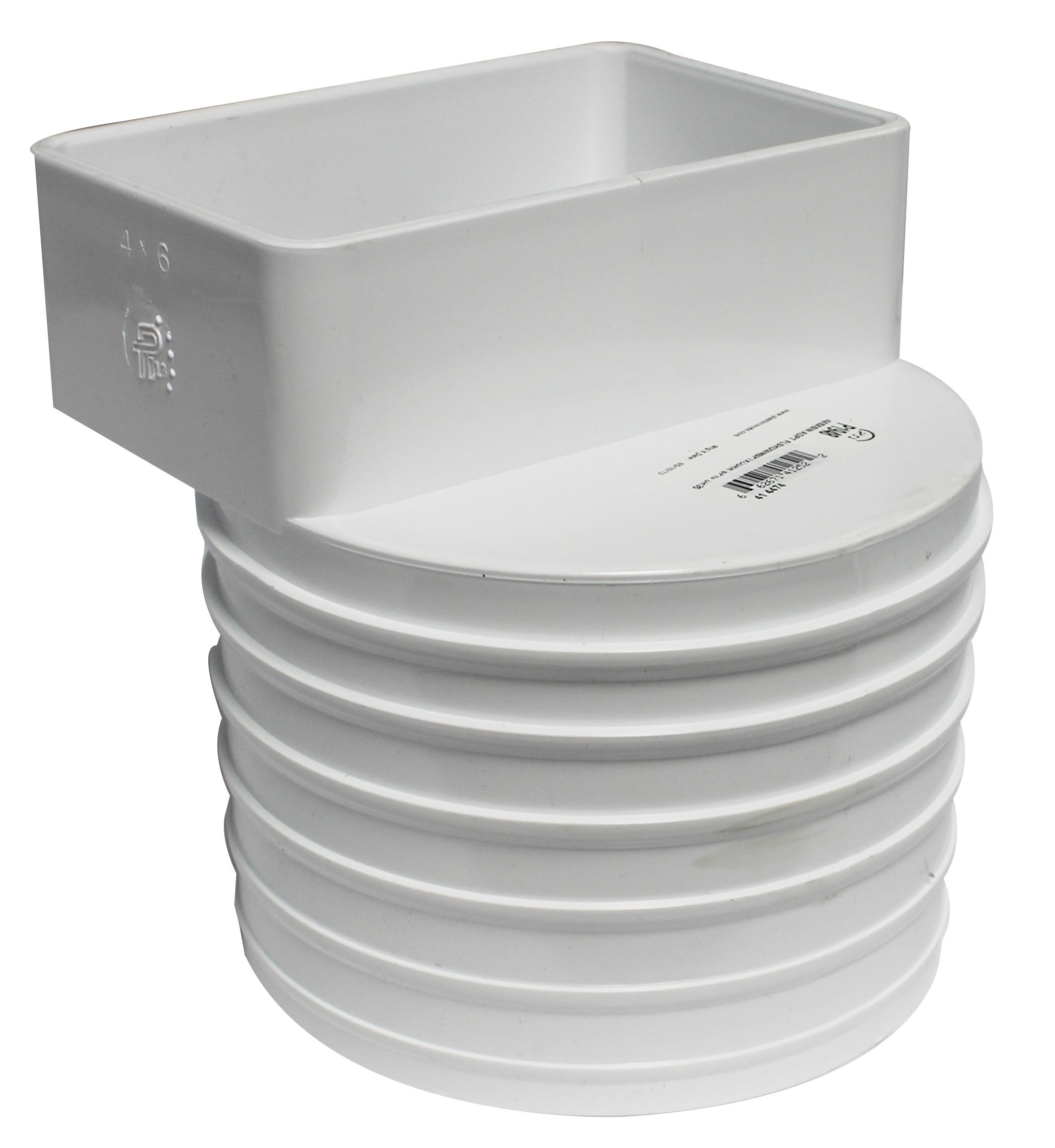 Canplas 414474BC PVC Sew 4X6X6 Flush Downspout Adapter for Corrugated