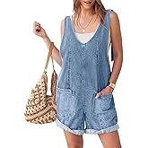 Glamaker Womens Summer Denim Romper Overall Shorts Casual Sleeveless V Neck Jean Romper Denim Outfit Short Jumpsuits 2025