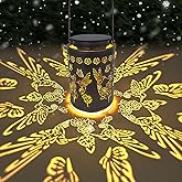 Hanging Solar Lanterns Outdoor, Waterproof Hanging Metal Copper Hummingbird Decor, Romantic Gift for Her, Valentine’s Day, Birthday or Anniversary Gift for Women, Patio Porch Yard Lighting