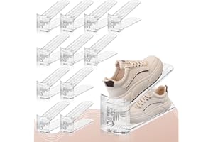 FENRUNXU Shoe Slots Organizer for Closet,Adjustable Shoe Stacker Display Shelf Space Saver 50%,Shoes Rack Holder Organizer fo