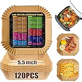 Air Fryer Liners for CHEFMAN 2 Qt Mini Air Fryer & Cosori 2.1Qt, Airfryer Liners Square 5.5 Inch Mini Parchment Paper for Air