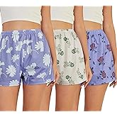 VENTELAN 3 Pack Womens Ultra-Soft Pajama Shorts Adjustable Waistband Sleepwear(Available in Plus Size) S-XXL