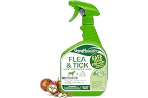 GoneNaturally Flea and Tick Spray for Dogs & Home– Natural Flea and Tick Prevention for Dogs– Bed Bug Spray & Multi-Insect Killer– Scentless Plant-Based Formula Kills on Contact (32 oz)