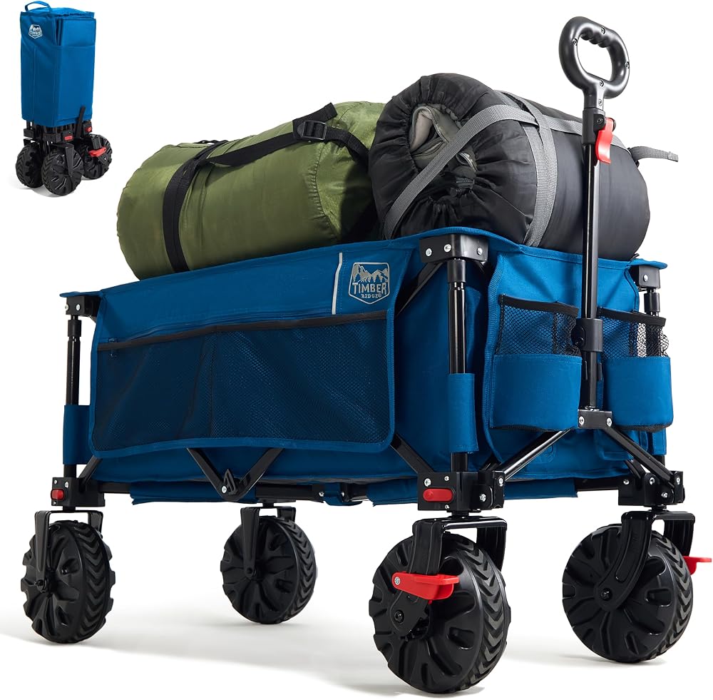 TIMBER RIDGE Festival Trolley on Wheels 200L Foldable with Brakes 100kg