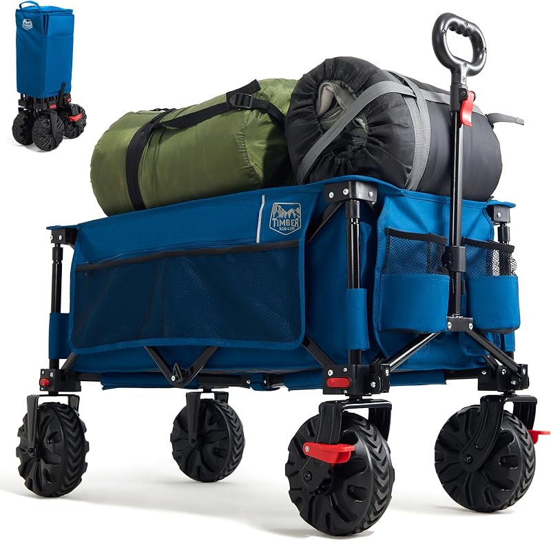 TIMBER RIDGE Festival Trolley on Wheels 200L Foldable with Brakes 100kg