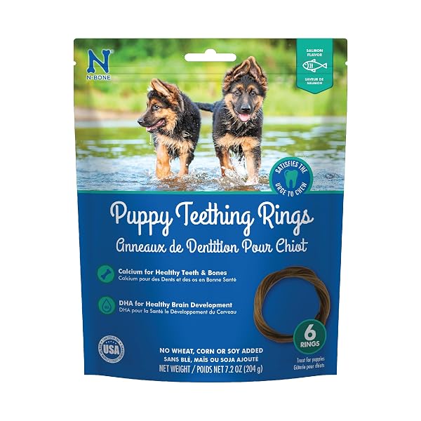 N-BONE PUPPY TEETHING RINGS SALMON FLAVOR DOG TREAT,...