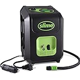 Slime 40052 Tire Inflator, Portable Car and Home Plug, SUV, 4x4 Air Compressor, Inflate Right automatic shut off, with Digital 99 psi Display, Dual Cord Storage, LED Light, 12V, 120V, 6 min inflation