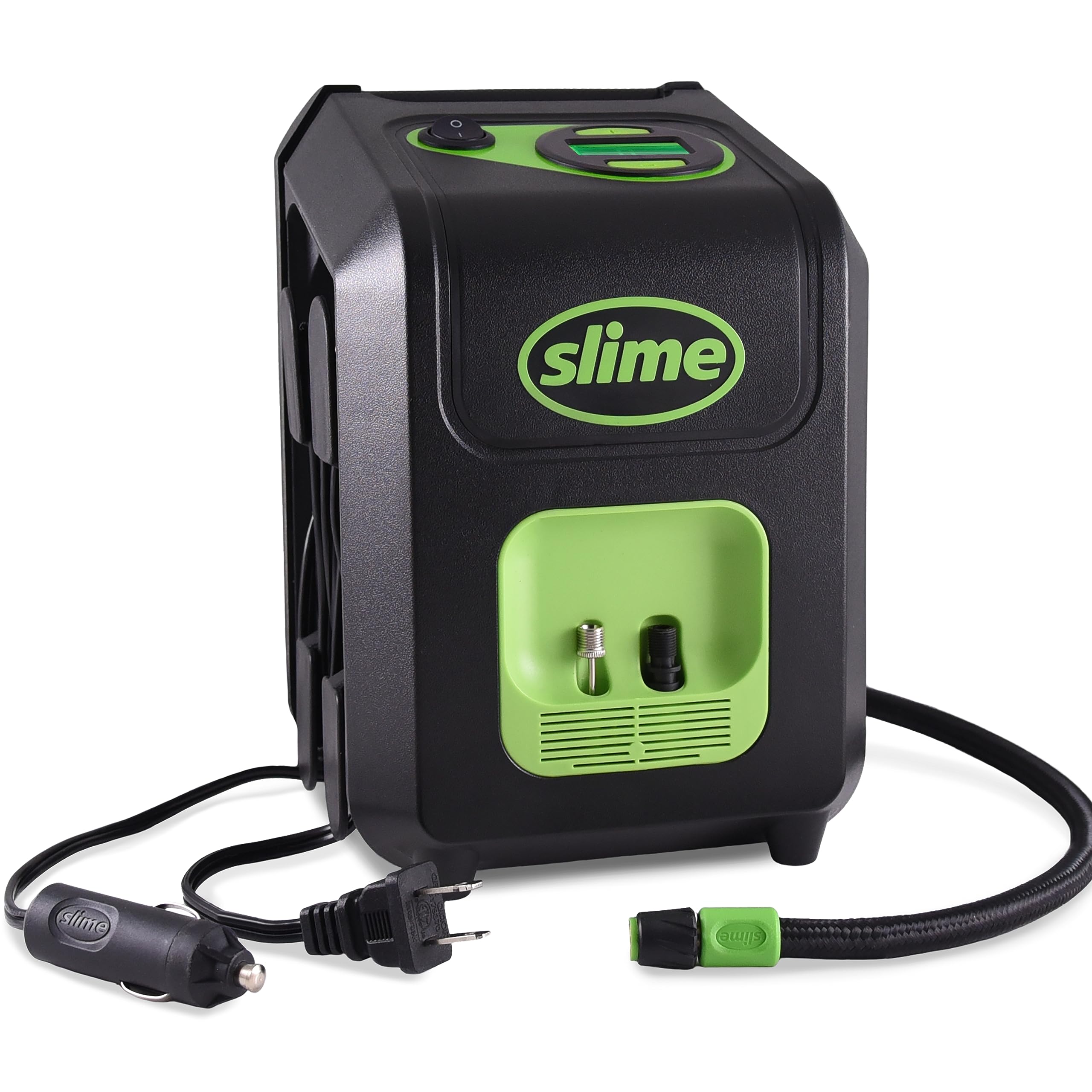 Photo 1 of Slime 40052 Tire Inflator, Portable Car and Home Plug, SUV, 4x4 Air Compressor, Inflate Right automatic shut off, with Digital 99 psi Display, Dual Cord Storage, LED Light, 12V, 120V, 6 min inflation