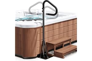 JOSMIMIC 55''-62'' Hot Tub Handrail Side Safety Rail – 360° Swivel Spa Grab Bar, Heavy-Duty Powder-Coated Steel Assist Handle with Anti-Slip Foam Grip, Fits Most Hot Tubs, Swim Spas & Pools, 600LBS Capacity