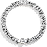 BUMBLEBEE Handmade Cuban Link Bracelet for Women and Men,14K Gold Plated Miami Cuban Chain Bracelets,Italy 5A Lab Zirconia,Hypoallergenic,Streetwear Hip Hop,Gift for Valentine's Birthday Size 7"-8"