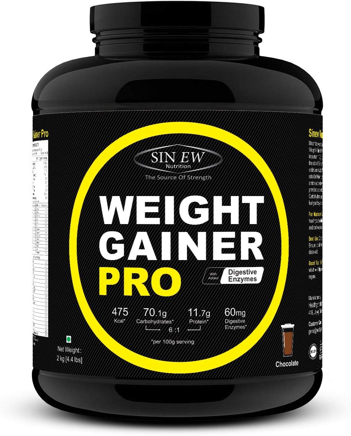 Sinew Nutrition Weight Gainer Pro with Digestive Enzymes - 2 Kg (Chocolate)