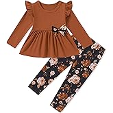 SANMIO Toddler Girl Clothes Long Sleeves Ruffle Top Floral Pants Cute Fall Winter Daily Casual Toddler Outfits
