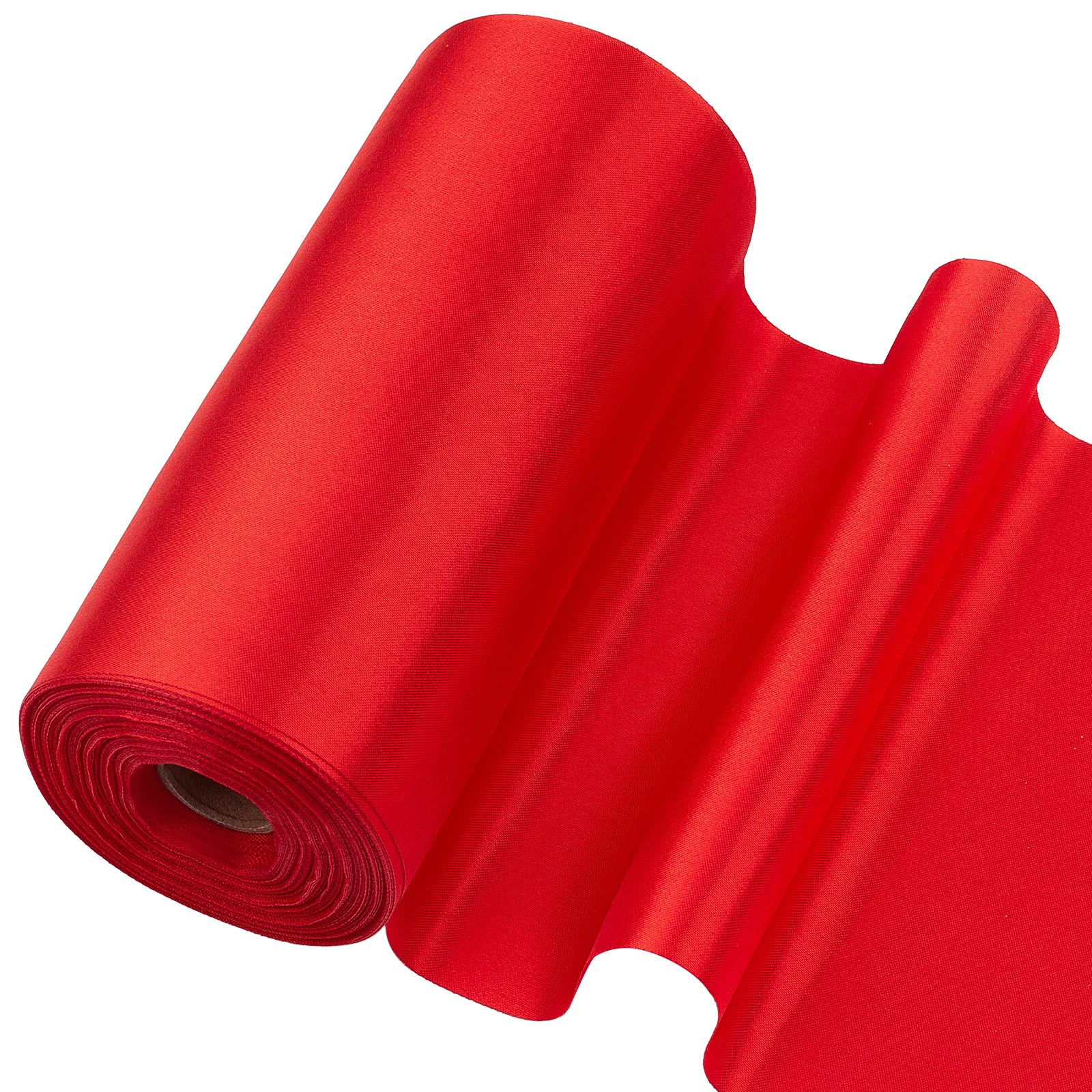 GORGECRAFT 27 Yards x 6 Inch Wide Double Faced Satin Ribbon Roll Red Polyester Solid Fabric Large Ribbon for Christmas Grand Opening Chair Sash Bouquet Bow Making Gift Wrapping Party Decoration (Red)