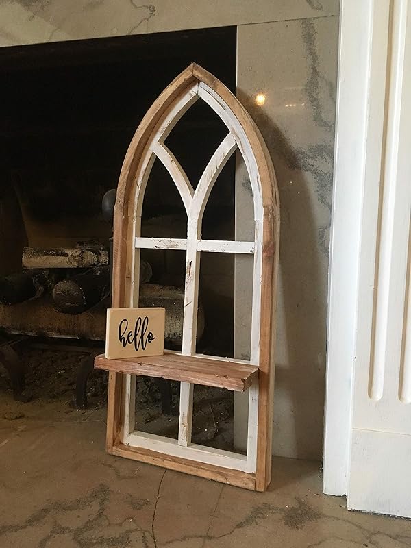 Cathedral arch window frame, Shelf 28 inch Farmhouse