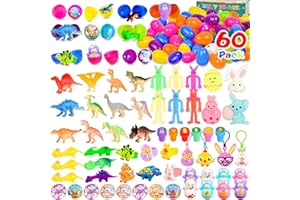 U-ZOMIR 60Pcs Prefilled Easter Eggs with Toys Inside, Easter Basket Stuffers Gifts for Kids Toddlers, Easter Eggs Fillers in Plastic Easter Eggs Filled, Easter Party Favors Easter Egg Hunt Classroom Prize