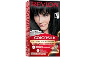 Revlon ColorSilk with Bond Repair Complex, Permanent Hair Color, 100% Gray Coverage, Ammonia Free Dye, Vegan Keratin, 010 Bla