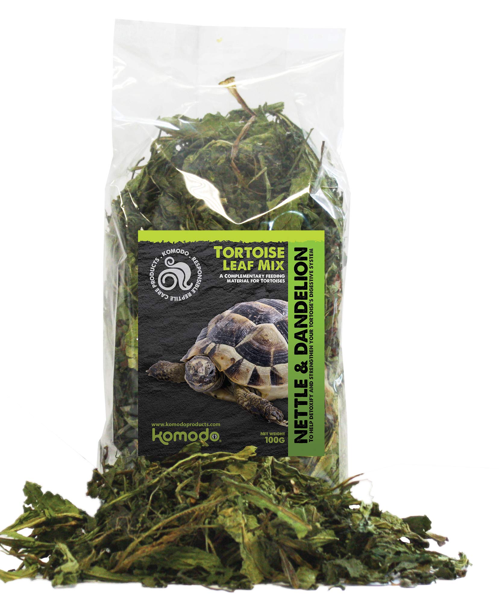 Komodo Tortoise Leaf Mix Nutrient Rich Vitamin Minerals Boost Nibbling Chews Natural Botanical Herbs - 100g